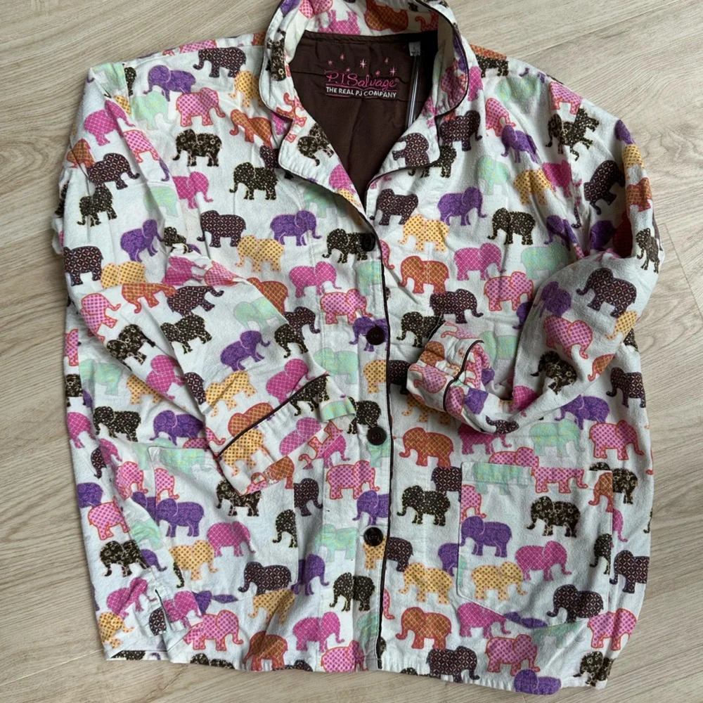 Colorful Elephants Pajama Set ~ M/L - Picture 8 of 16